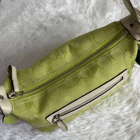 y2k Coach 2006 Vintage F06044 Lime Green Jacquard Shoulder Bag - Picture 3 of 12